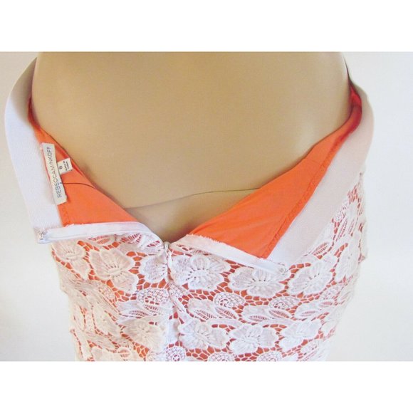 Rebecca Minkoff White Lace 2 Tone Orange Underlay Knee length Designer Skirt 8.R - Picture 13 of 13